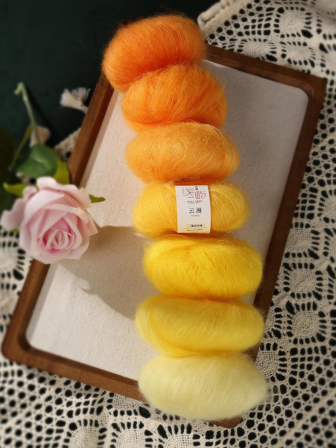 3Pack of 0.17oz/71yd Kid Mohair Lace Weight Yarn, Rosymormor Mini
