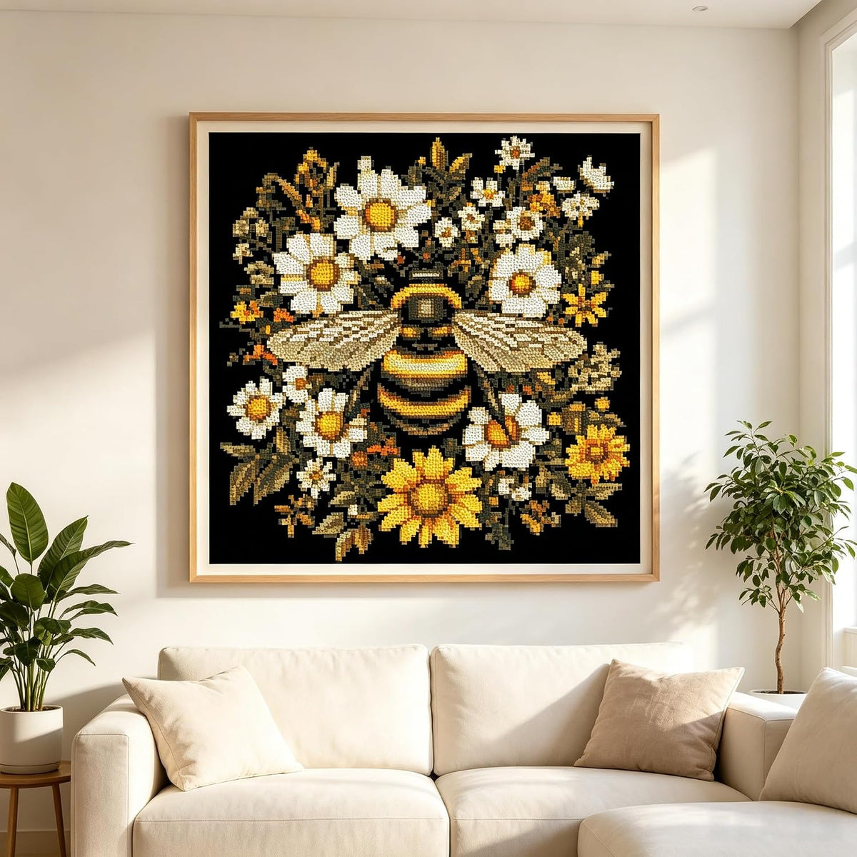 Bee Flowers Stamped Cross Stitch Kits Embroidery Starter Kit for