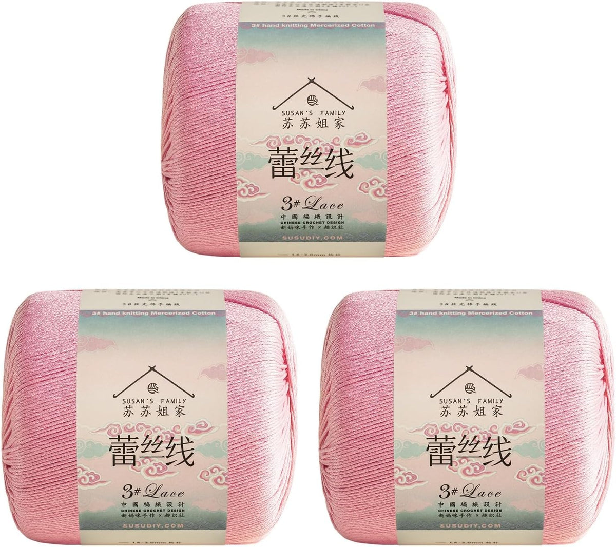 #3 Lace Combed Yarn 3pk-3×40g/131YdsQuartz Pink