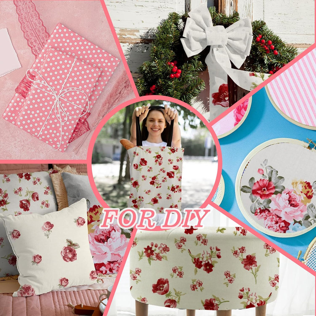 42Pcs Pink Charm Packs for Quilting, 100% Cotton Fabric Squares 5 x