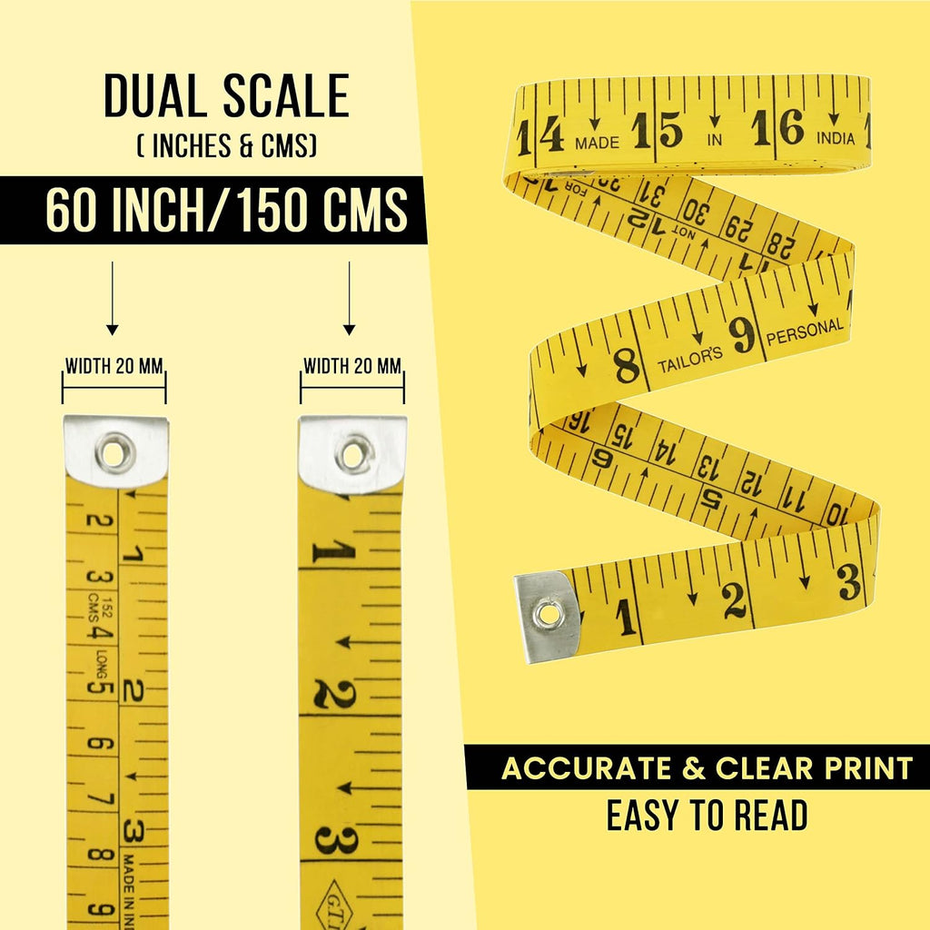 Flexible Tape Measure Pack of 2, Accurate Dual Scale Standard & Metric