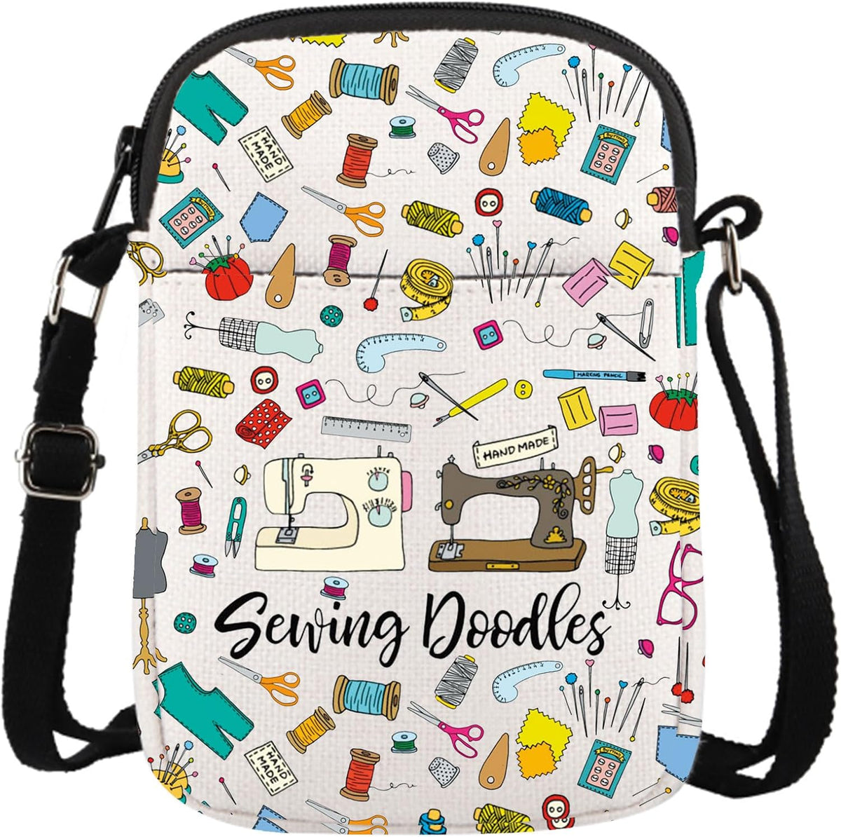 GJTIM Sewing Gift for Women Sewing Project Bag Sewing Doodles Zipper