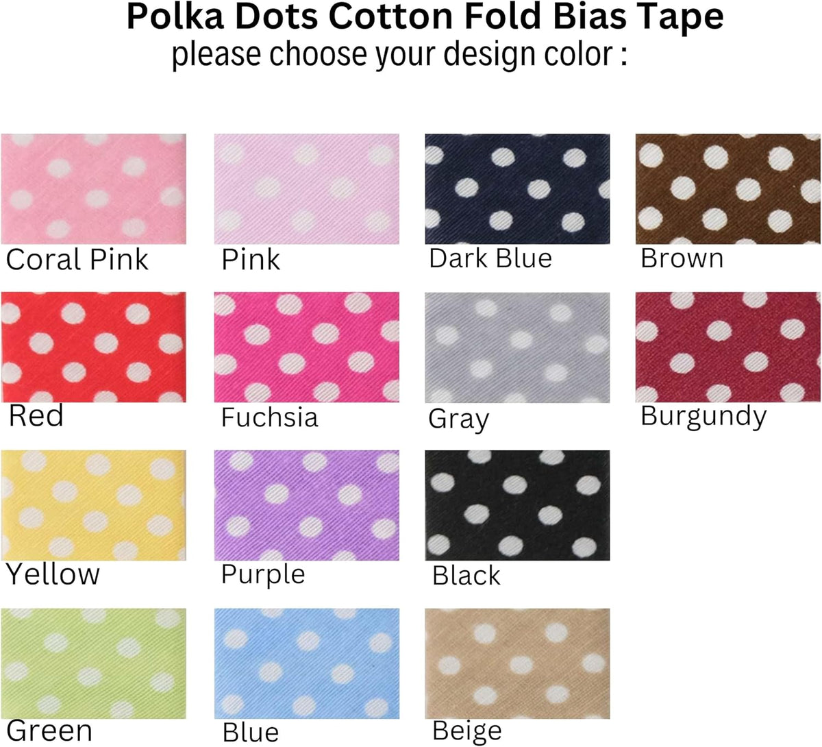 Cotton Fold Bias Binding Tape - 3/4 Inches (20mm) Wide - 27 Yards