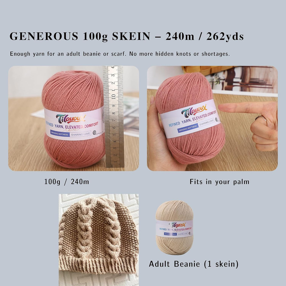 100% Wool Yarn - 100g / 240m (262 yds) #3 DK Light Worsted - 35 Colors