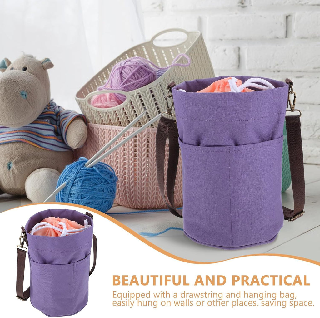 Canvas Crochet Tote Bag Organizer for Knitting Projects and Sewing