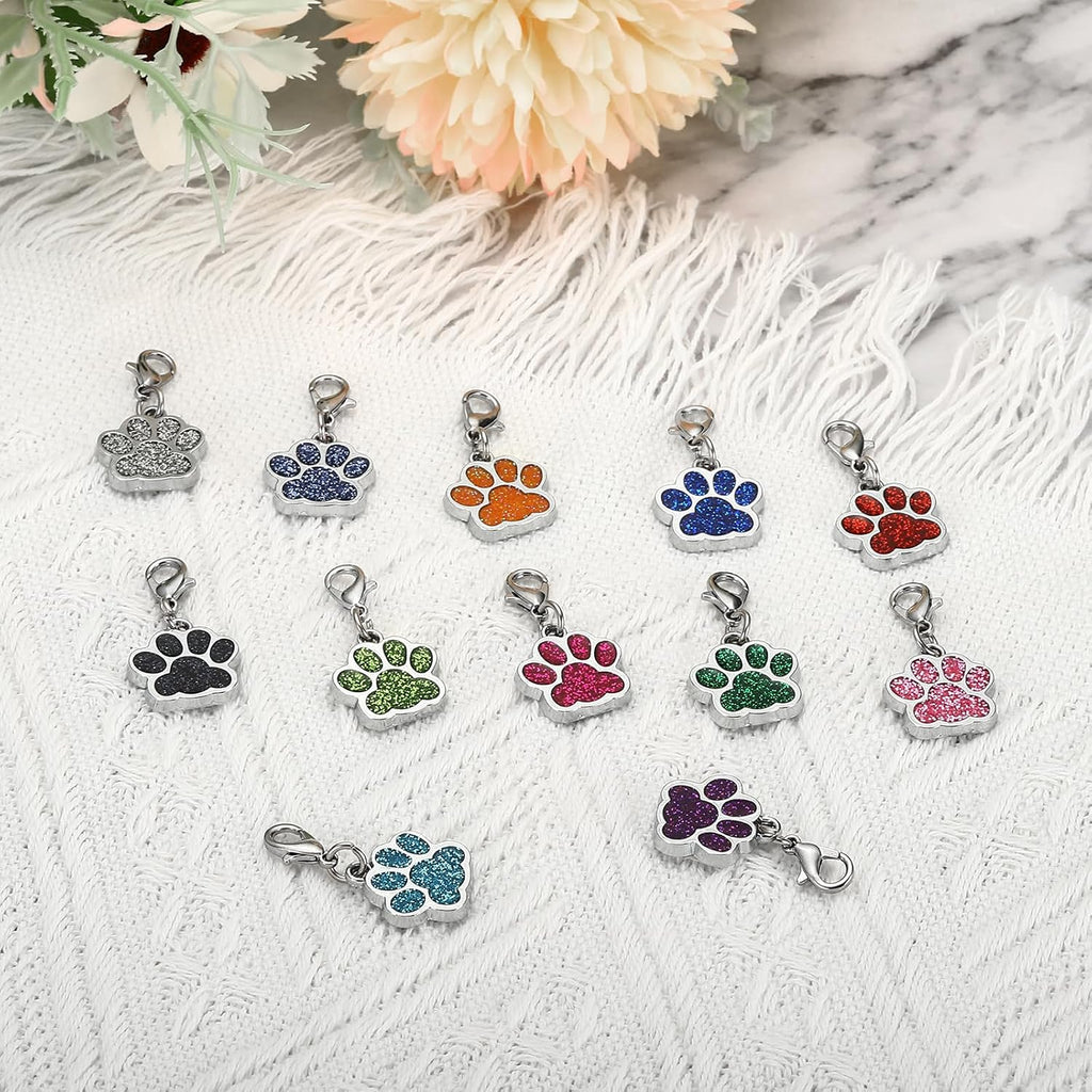 PATIKIL Dog Paw Crochet Stitch Markers, 12 Pack Metal Pendants Charm