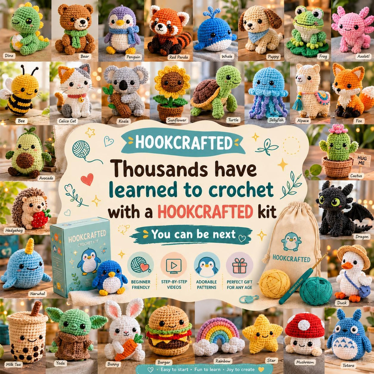 Hookcrafted Halloween Wizard Gnome Crochet Kit for Adults, Amigurumi