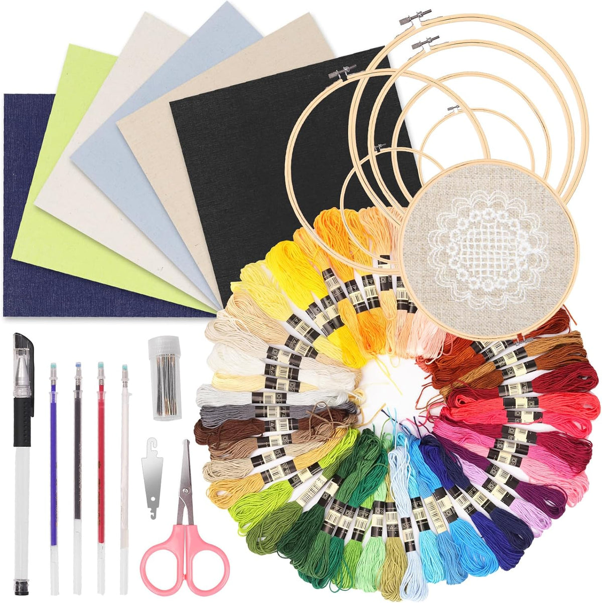 Keadic 78Pcs Embroidery Kit for Beginners, Hand Embroidery Kit Classic