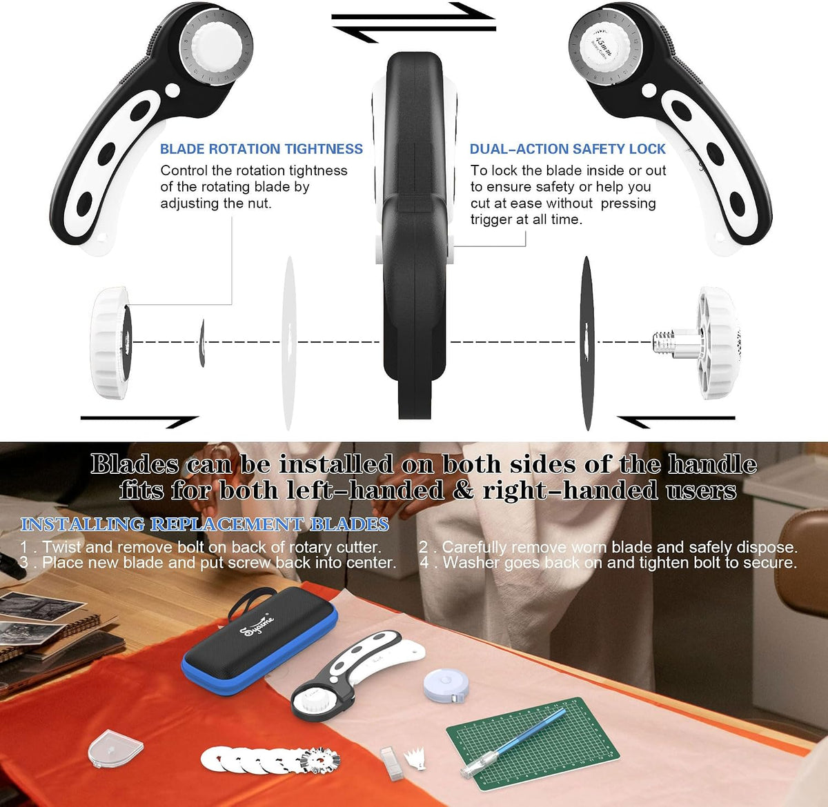 45mm Rotary Cutter | Rotary Fabric Cutter | Rotary Cutters for Sewing