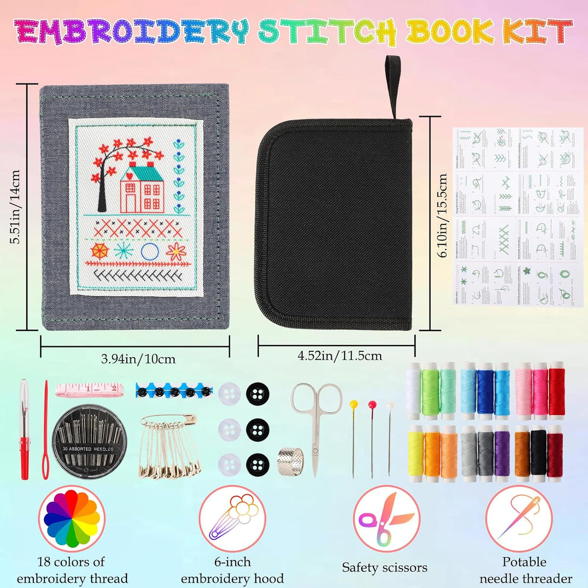 Embroidery Stitch Book Kit, The Ultimate DIY Embroidery Learning