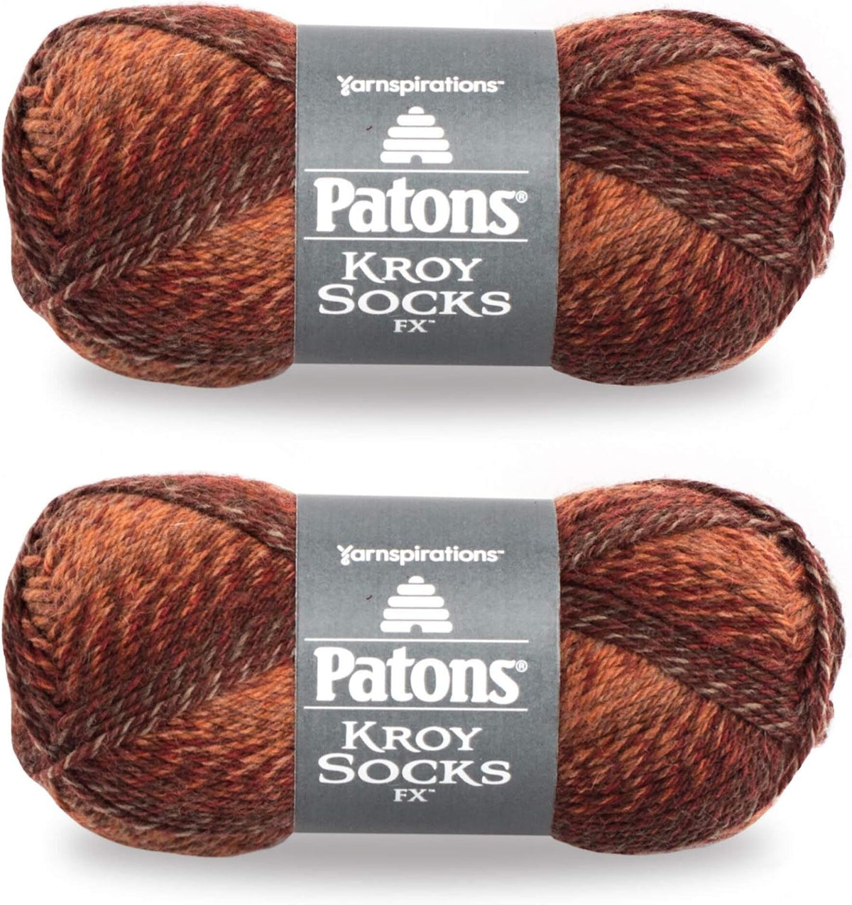 K-Musculo Patons Kroy Socks FX Yarn, 2-Pack, Copper Colors