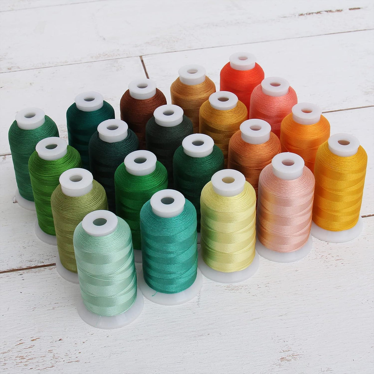 ThreadArt Rayon Embroidery Thread Set, 20 Cone Set, Yellow/Green