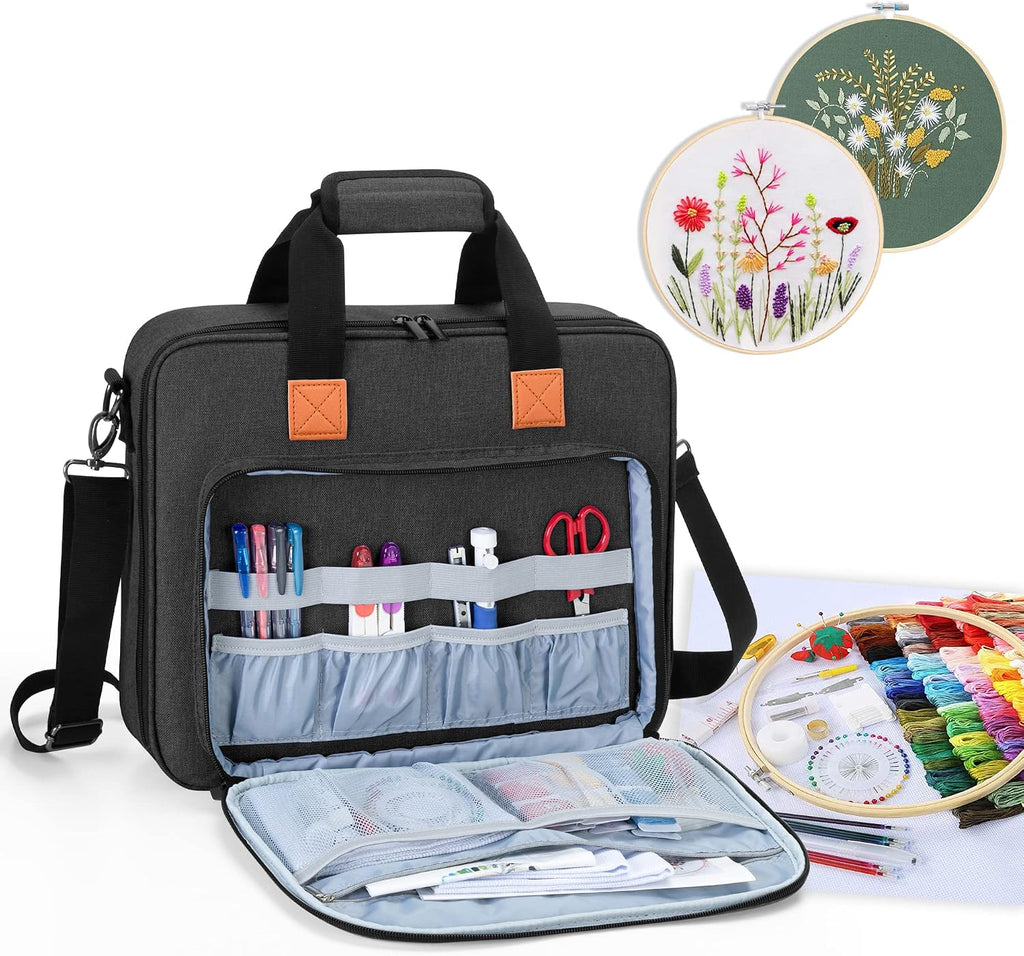 LUXJA Embroidery Project Bag, Embroidery Kits Storage Bag (Bag Only)