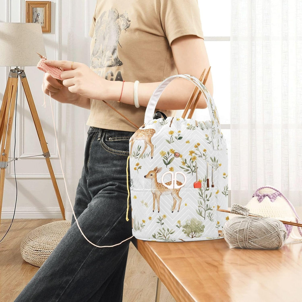 YETTASBIN Deer Yarn Storage Bag, Large Crochet Knitting Bag Organizer