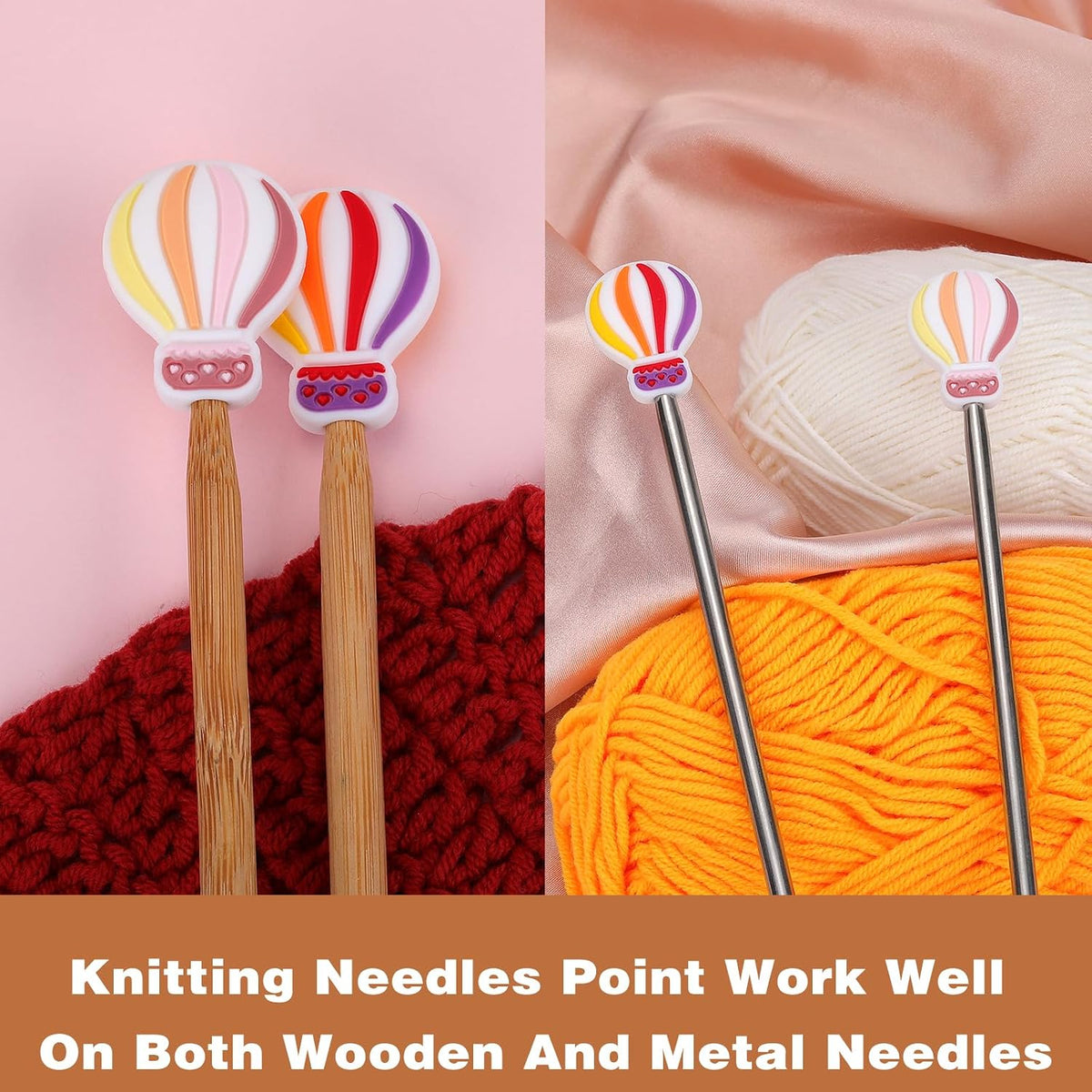 BEEFLYING Knitting Needle Stoppers 3D Cute Rainbow, Fit Size 2.5~8mm