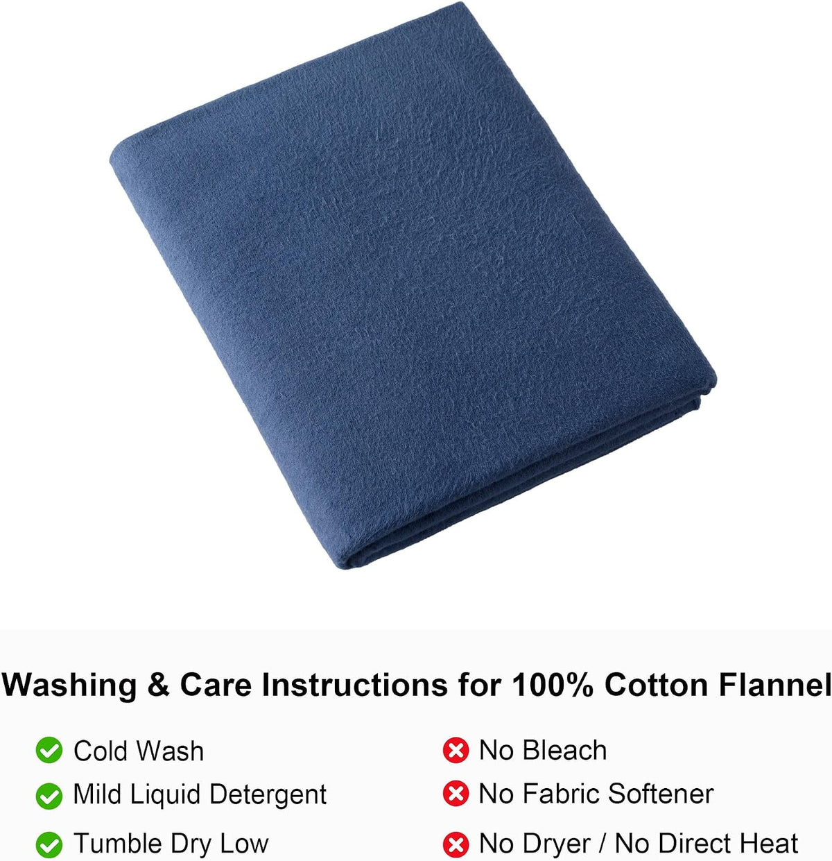 Yurdon 100% Cotton Flannel Fabric, Jeans Blue, 1 Yard, 58 inches Wide