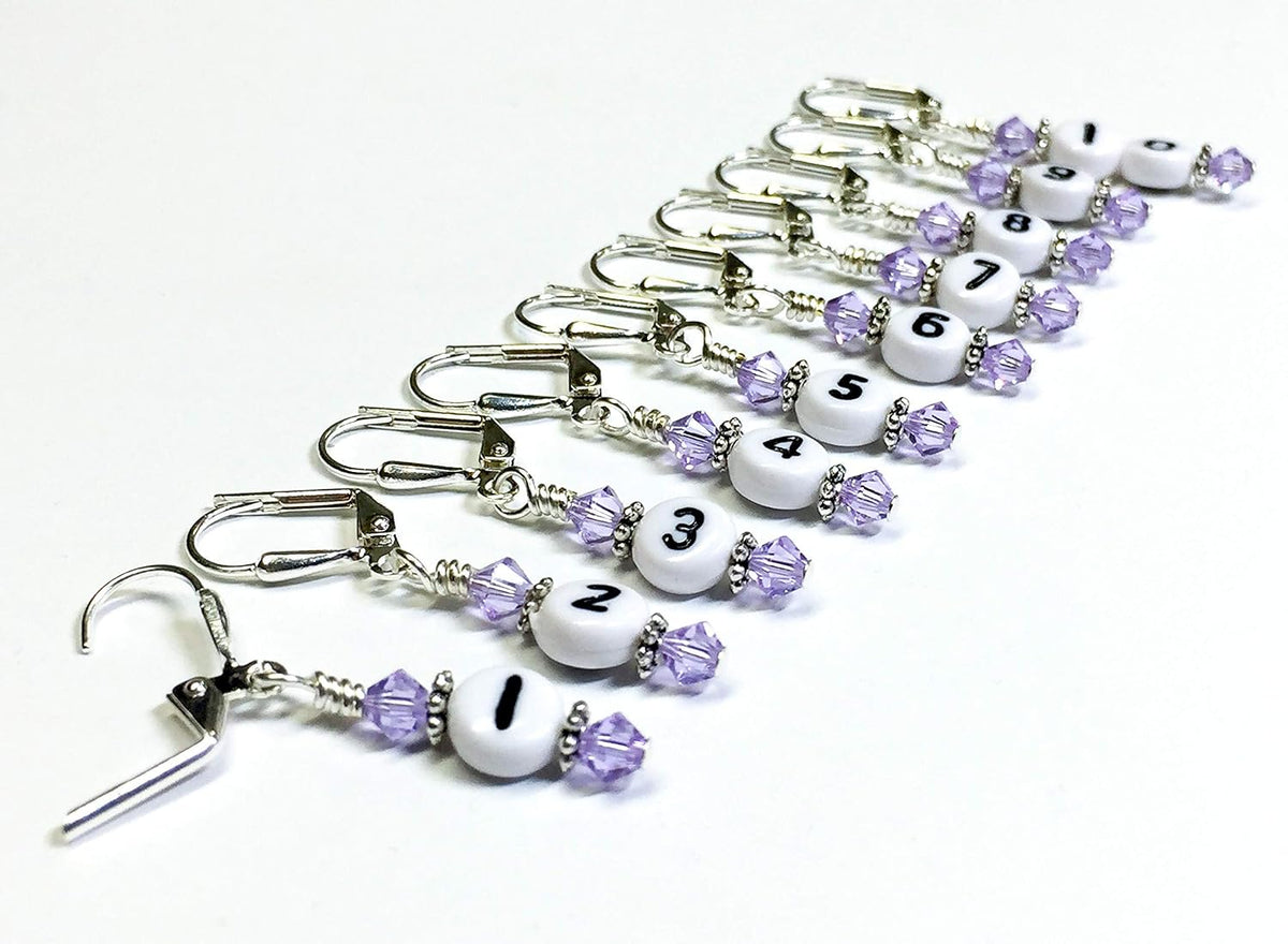 Numbered Stitch Marker Set For Knitting and Crochet- Lilac