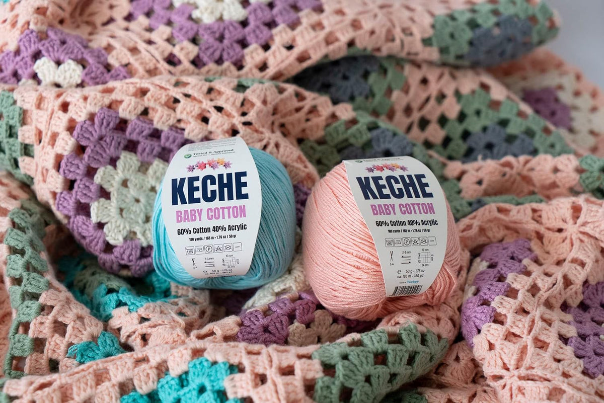 Keche Baby Cotton, 60% Cotton 40% Acrylic Yarn, Soft Cotton Yarn for