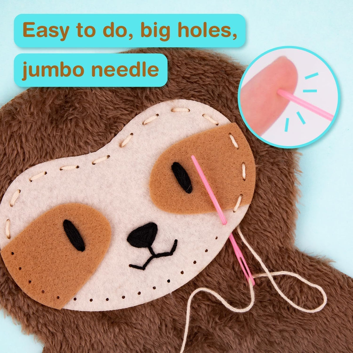 Avenir My First Sewing Kit for Kids 6-8, Sloth Stuffed Animal Craft