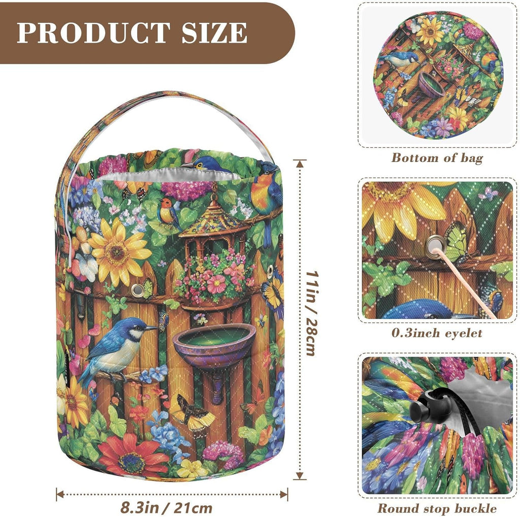 Butterfly Flowers Birdbath Garden Crochet Kit Bag Organizer Yarn