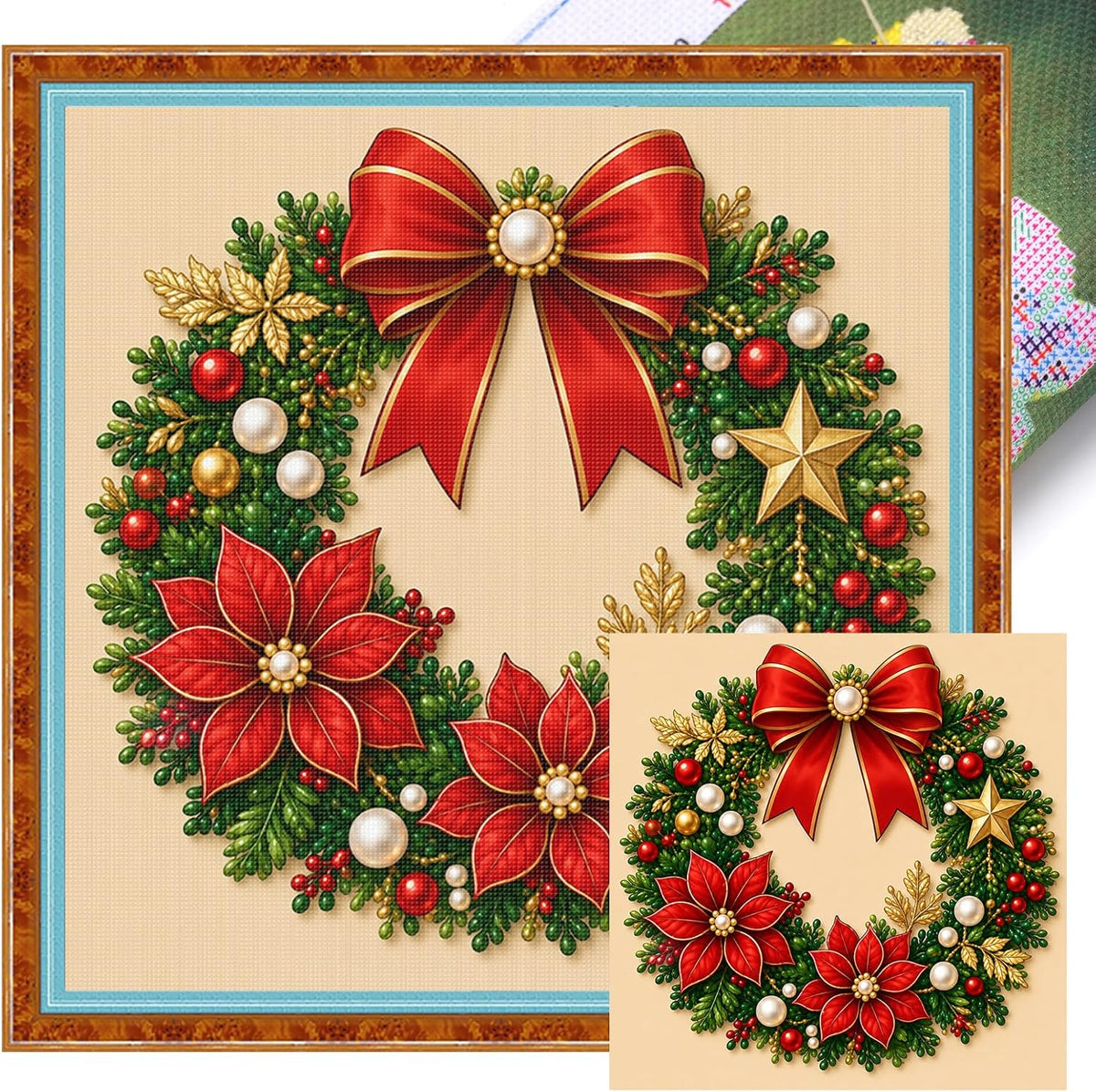 Christmas Embroidery Starter Kit 14CT Cross Stitch 30x30cm