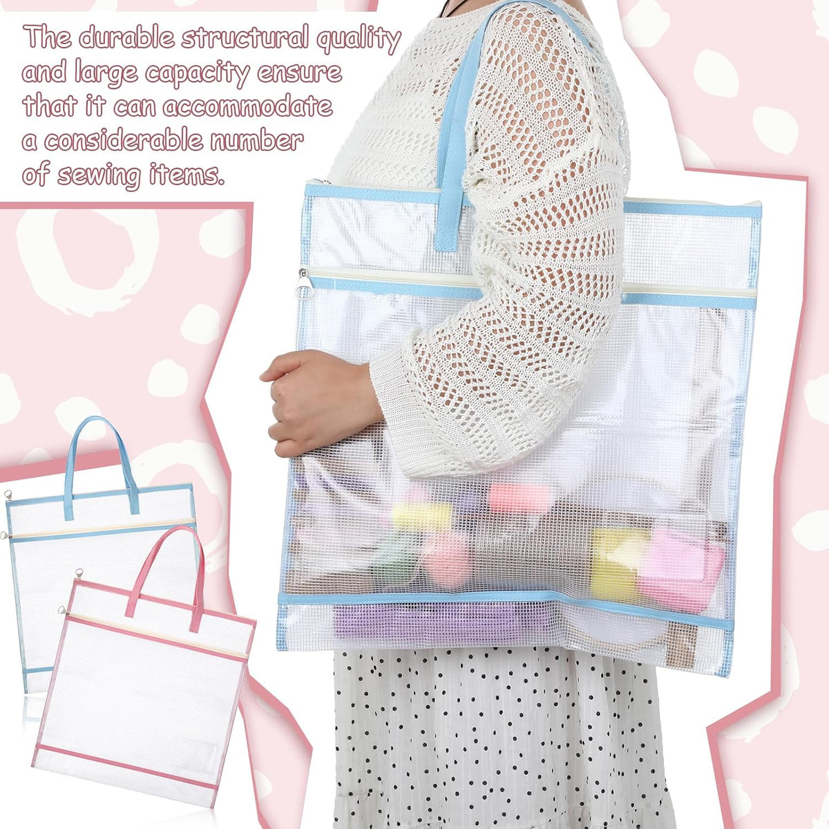 5 PCS Sew Project Bags 16 X 16 Inch Quilting Craft Organizer Storage