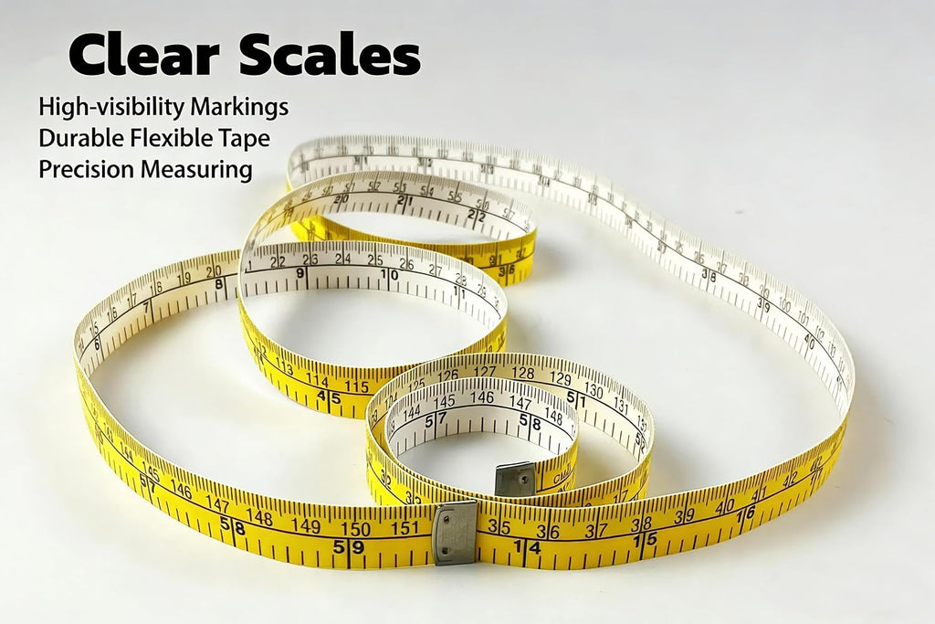 2pack Inch+cm Scale & Double Sided Fiber Glass Measuring Tape Ruler