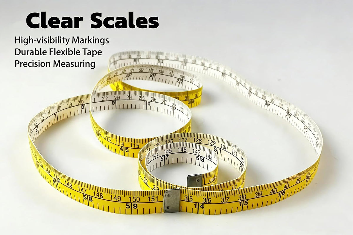 2pack Inch+cm Scale & Double Sided Fiber Glass Measuring Tape Ruler