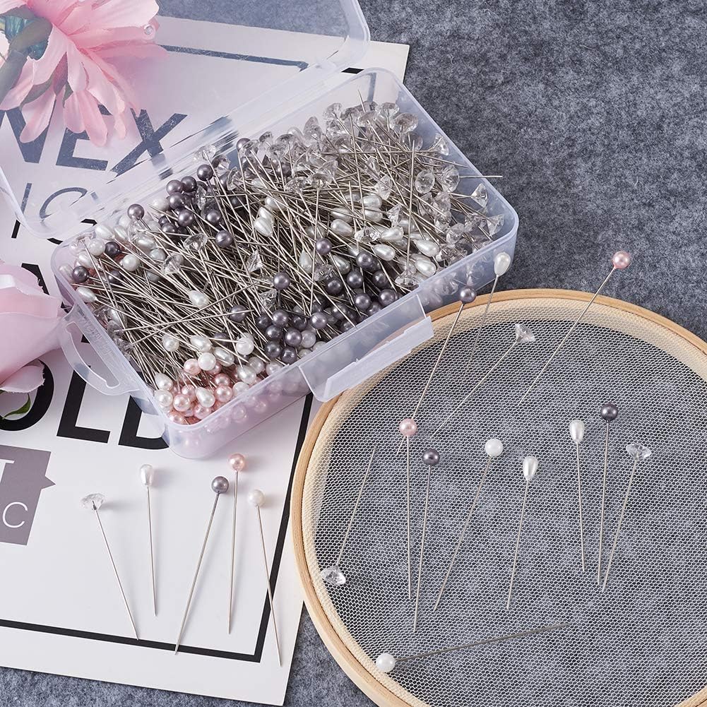 500pcs Sewing Pins 0.6mm Straight Quilting Pins in Pearlized Ball Head