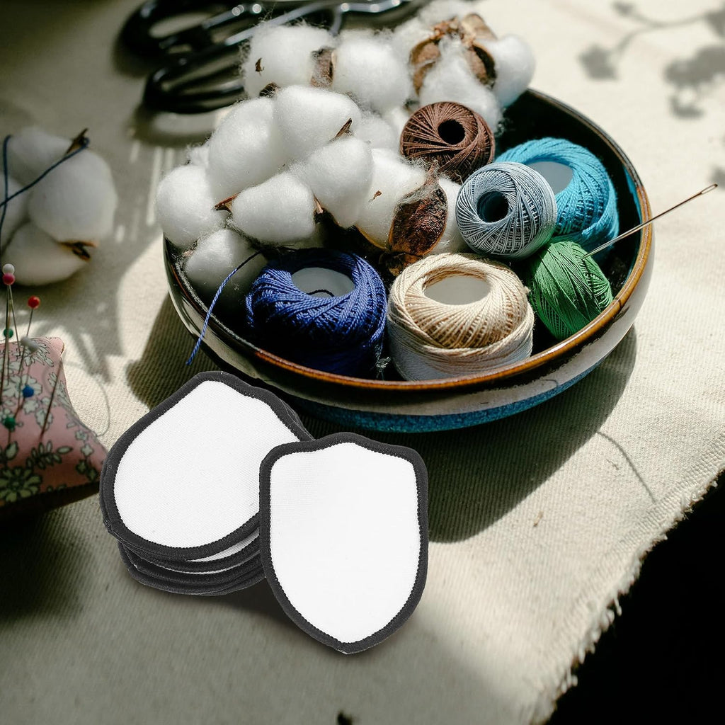 10pcs Blank White Embroidery Patch, Iron-on Adhesive DIY for Clothing