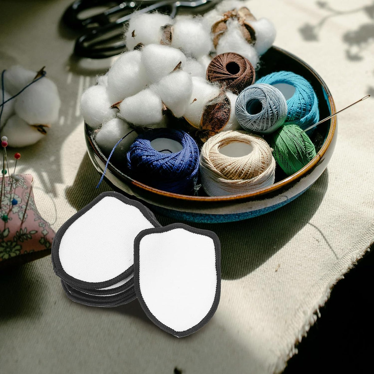10pcs Blank White Embroidery Patch, Iron-on Adhesive DIY for Clothing