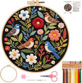 Bird Embroidery Kit for Beginners, Floral Hand Embroidery Starter Kit