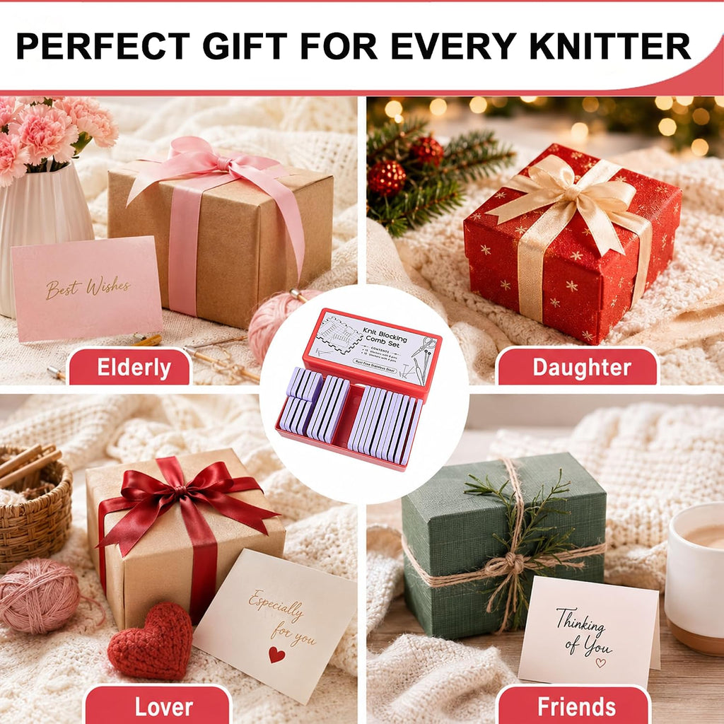 Knit Blockers Pins Kit, 25Pcs Knit Blocking Combs & 30 T-pins for