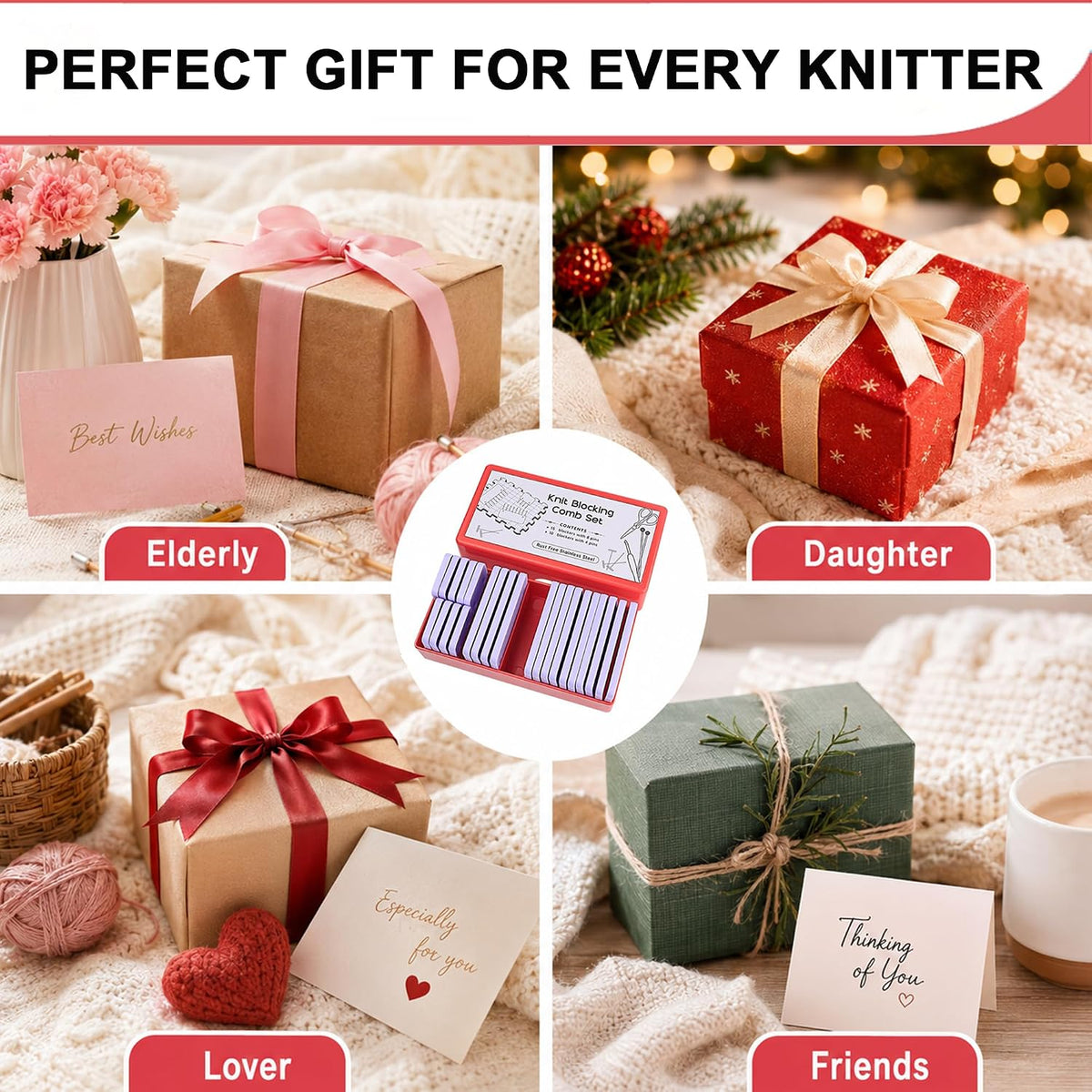 Knit Blockers Pins Kit, 25Pcs Knit Blocking Combs & 30 T-pins for