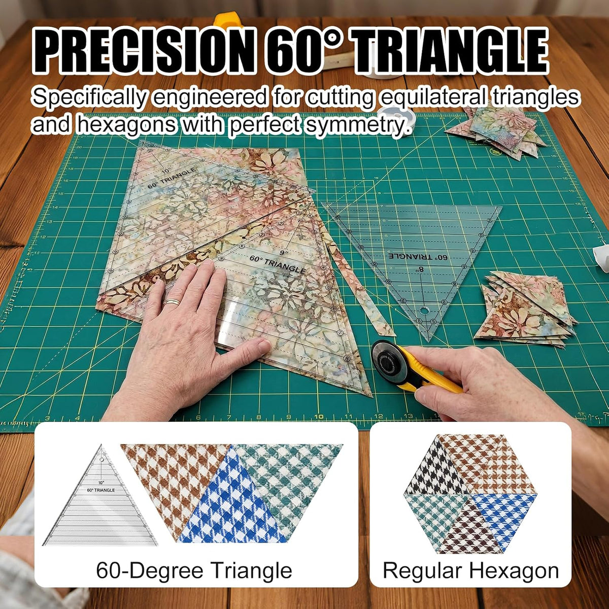 Set of 3 60 Degree Triangle Ruler Combo (8, 9, 10 Inch), Acrylic