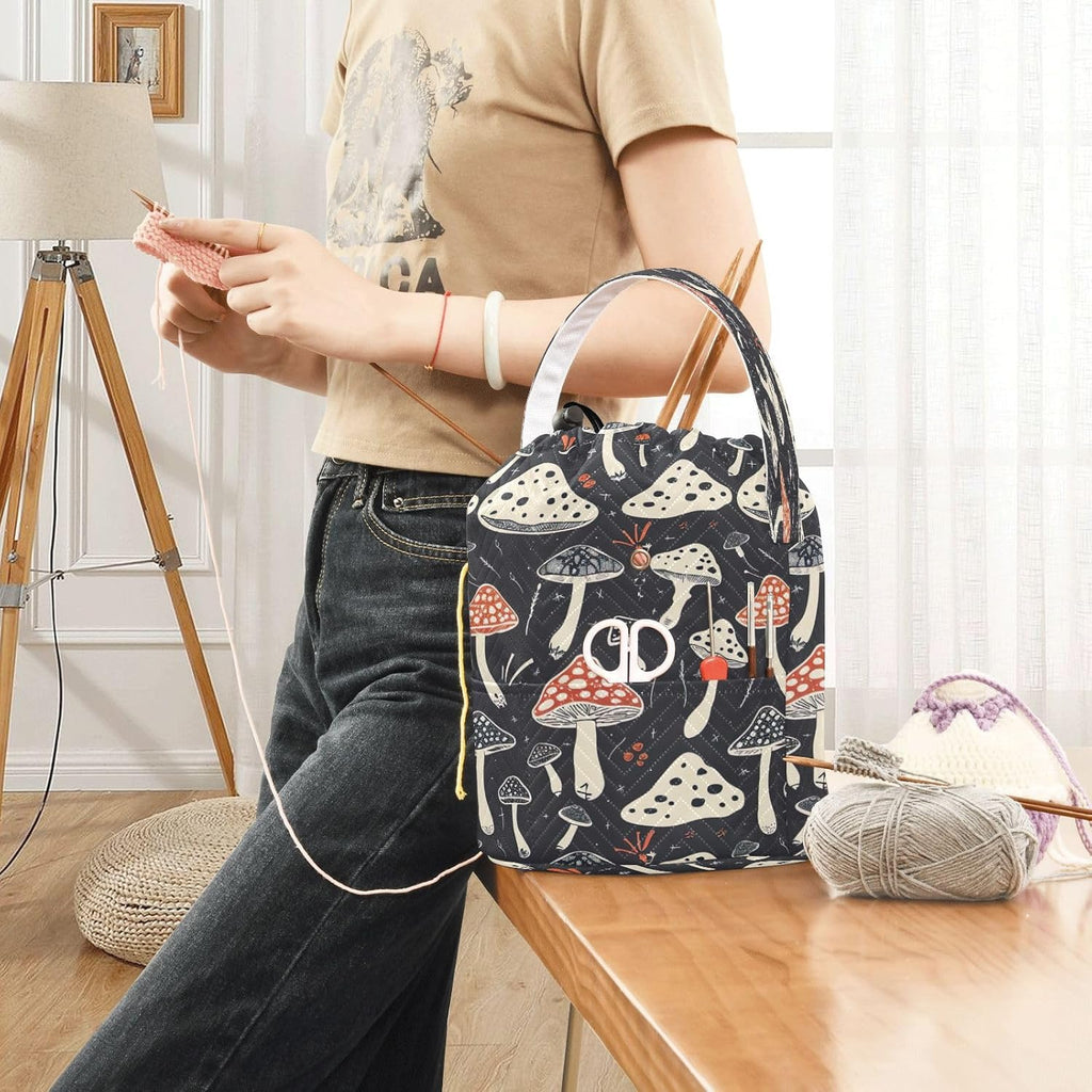 YETTASBIN Mushroom Yarn Storage Bag, Large Crochet Knitting Bag