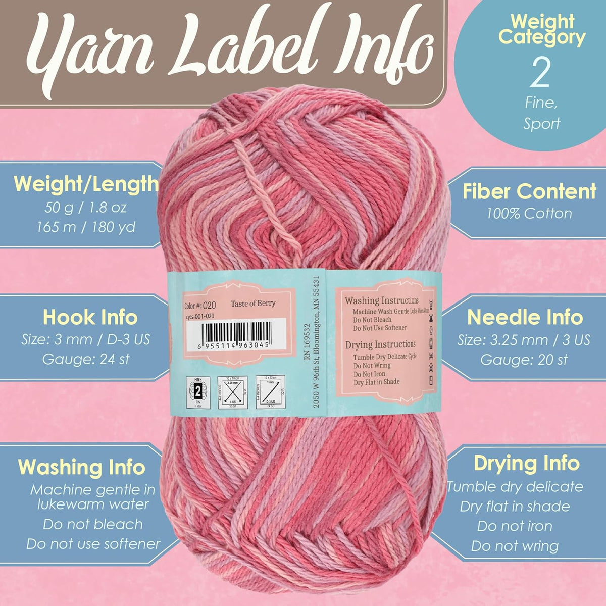 JubileeYarn Cotton Select Yarn - Mystical Grape - 8 Skeins