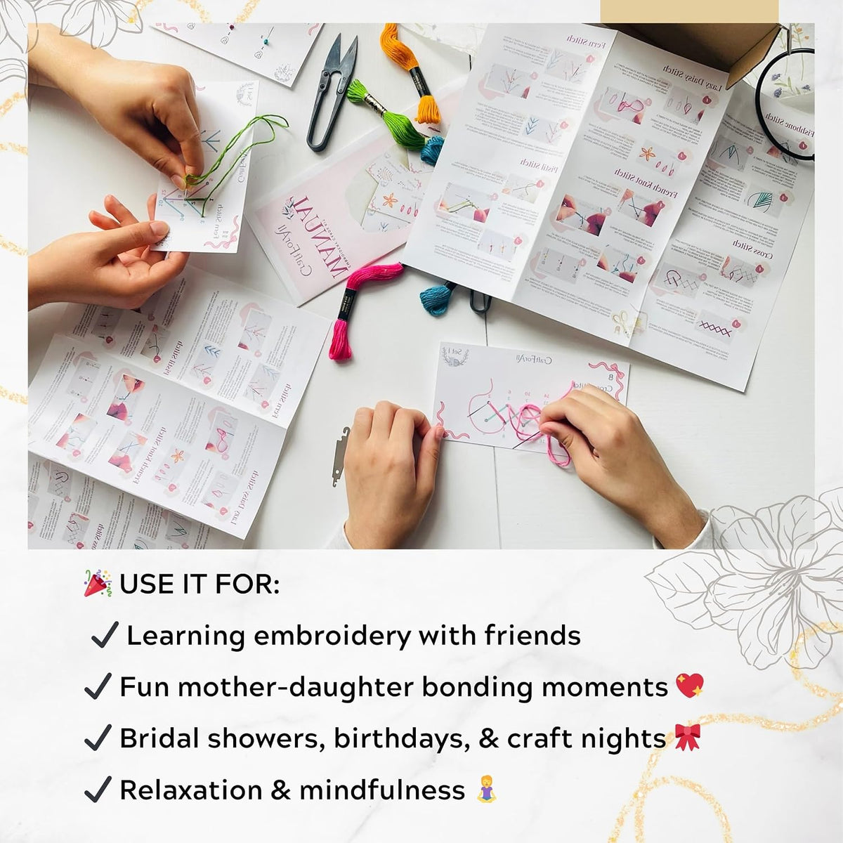 Perforated Embroidery Stitch Cards Starter DIY Kit, Beginner Colored