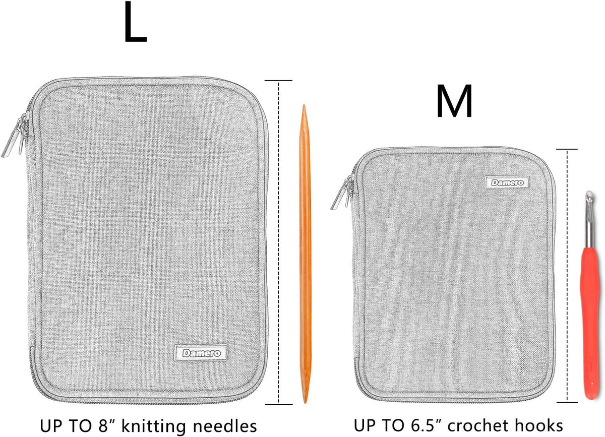 Damero Crochet Hook Case Organizer Empty, Large, Gray Dots