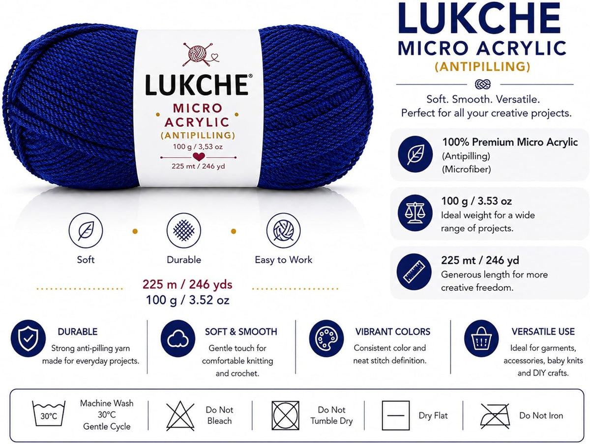 Soft DK Yarn, 100% Premium Micro Acrylic Anti-Pilling Yarn for