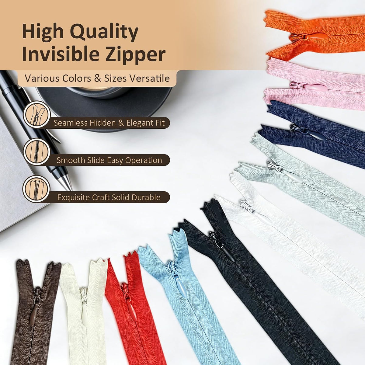 #3 Sewing Invisible Zippers for Dress - LHZHLE 10Pcs 24 inch Color