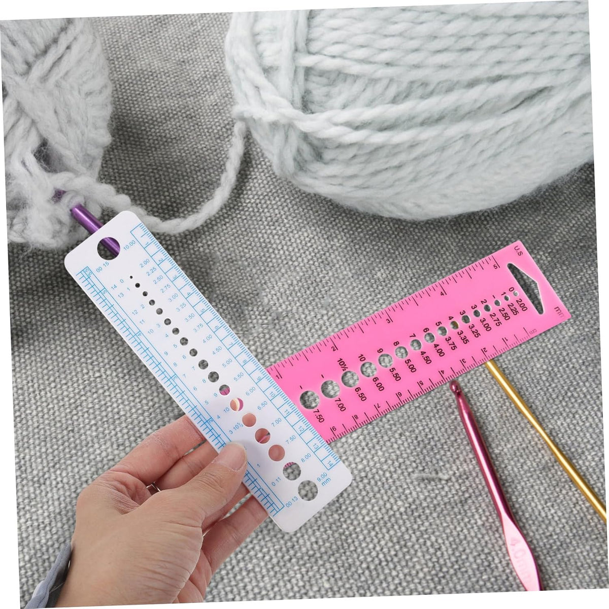 4pcs Plastic Knitting Needle Gauge Rulers Accurate Measuring Tools for