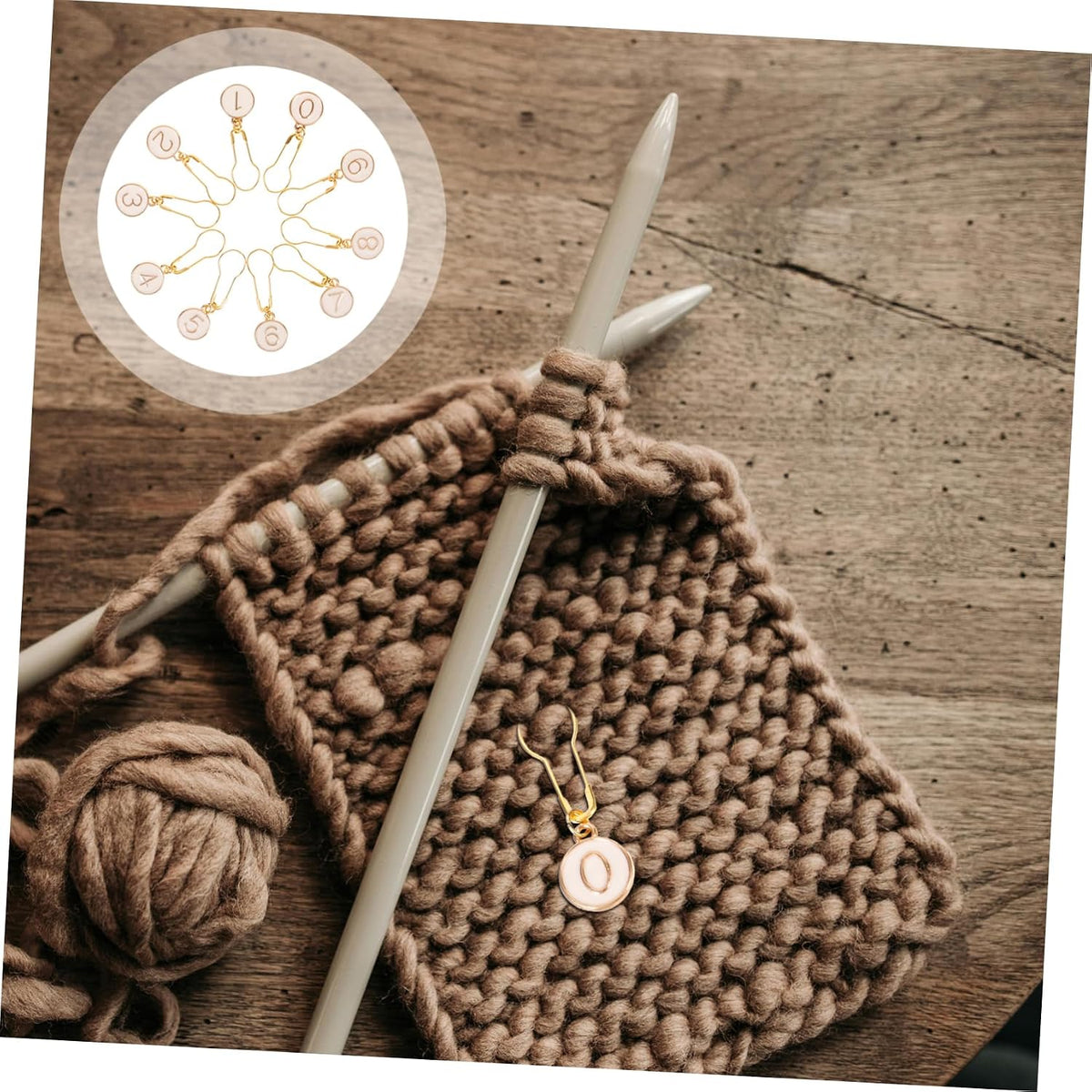 Golden Metal Knit Stitch Markers 10pcs Round Set for Winter