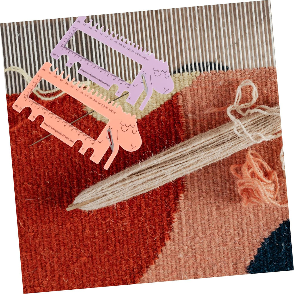 2pcs Sheep Head Knitting Needle Gauge Measure Ruler Tool
