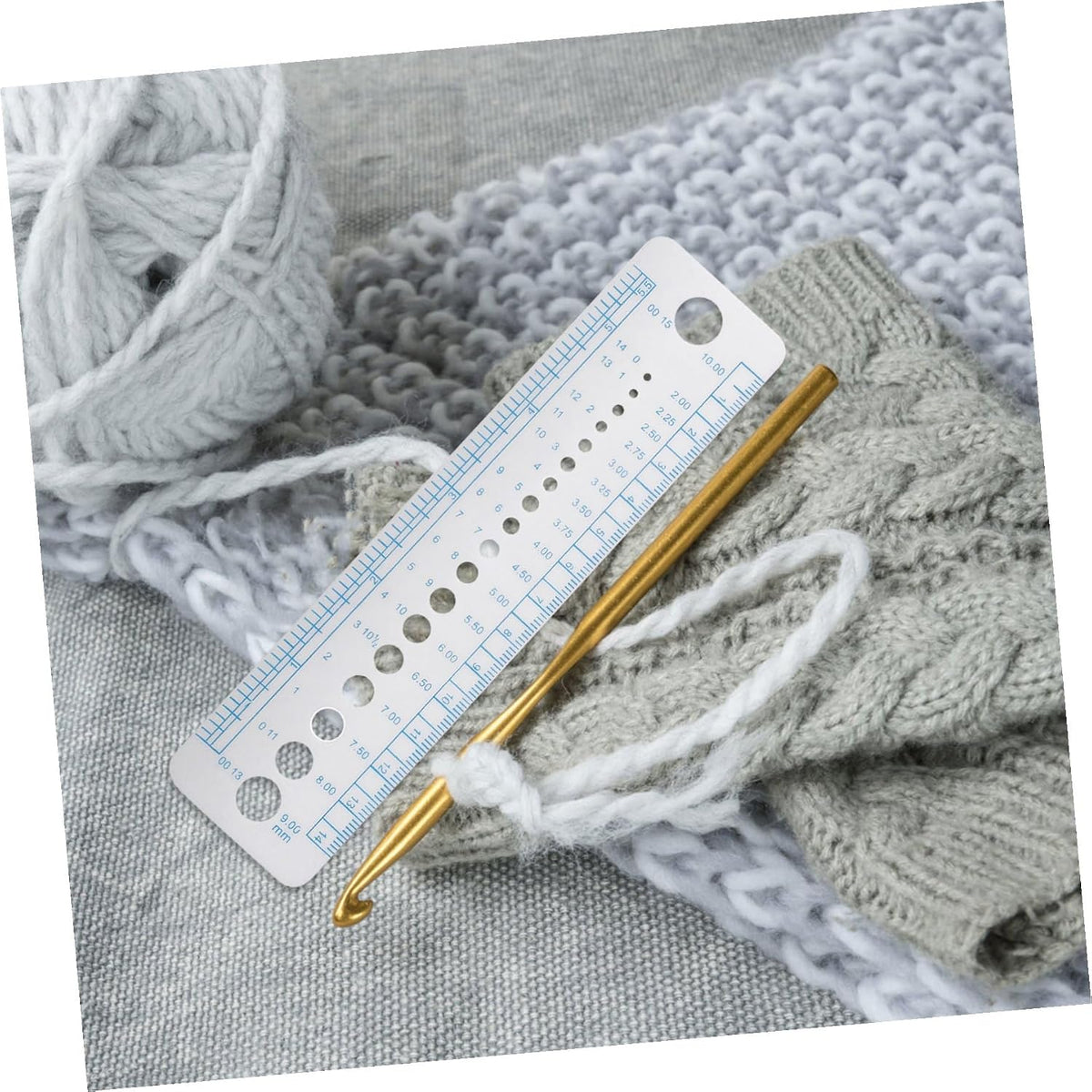KALLORY 4pcs Knitting Needle Gauge Tool Sewing Needle Ruler Measuring