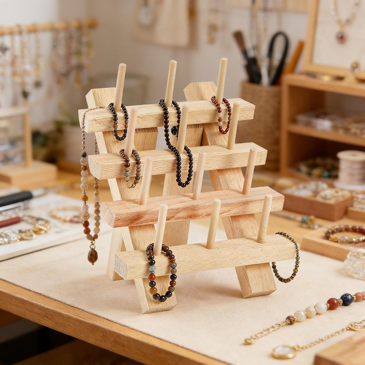 Tosnail 2 Pack 12 Spools Wooden Thread Holder, Small Thread Racks