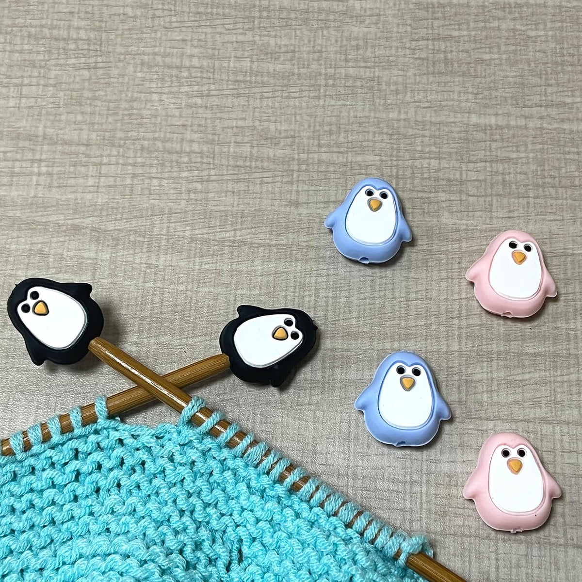 SPANSEE 6 PCS Penguin Knitting Needle Point Protectors, Knitting