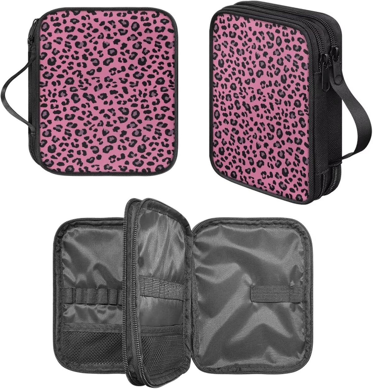 Luarisgur Leopard Print Crochet Hook Holder Case with Handle and