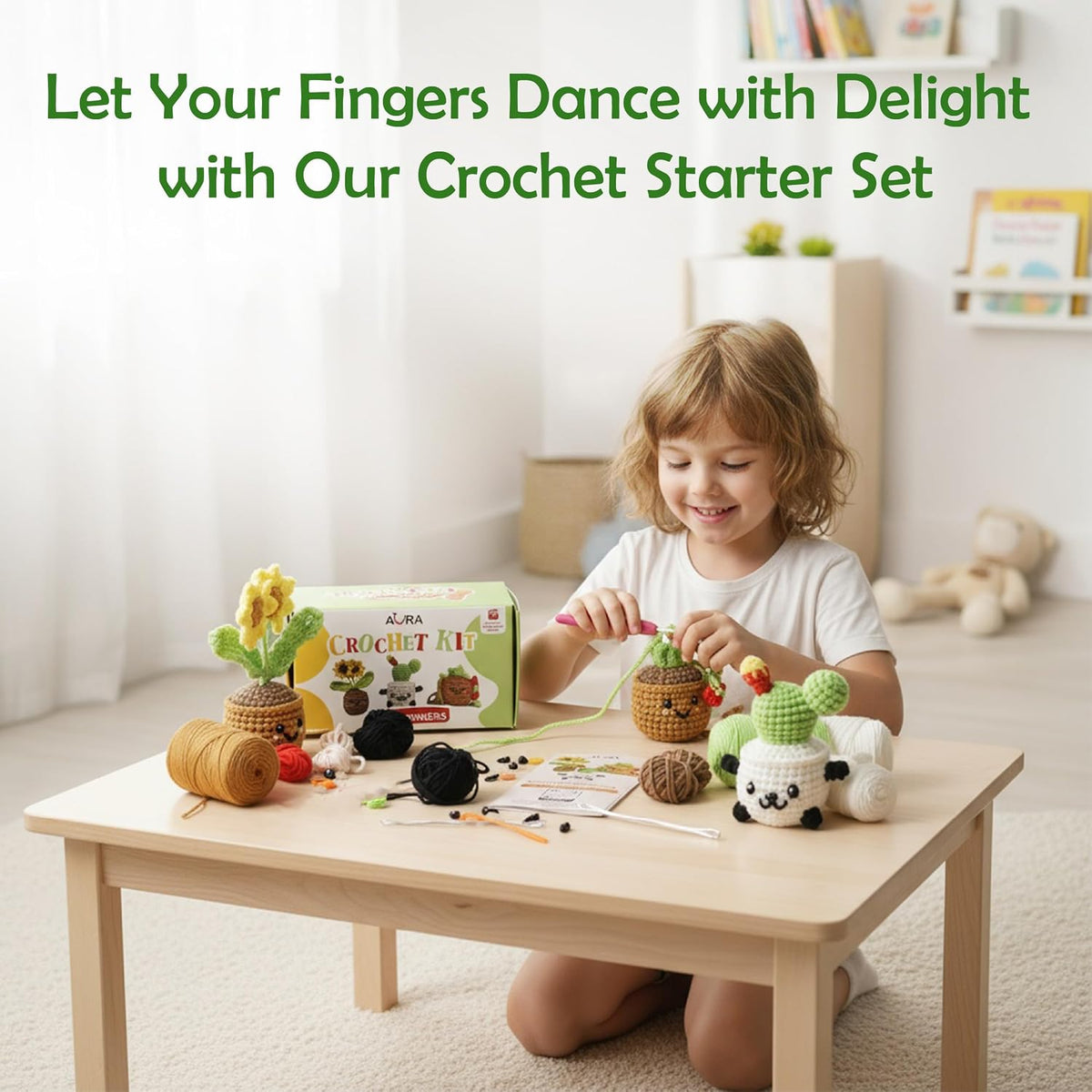 A-URA Learn to Crochet Kit for Beginners Kids and Adults, Premium 4