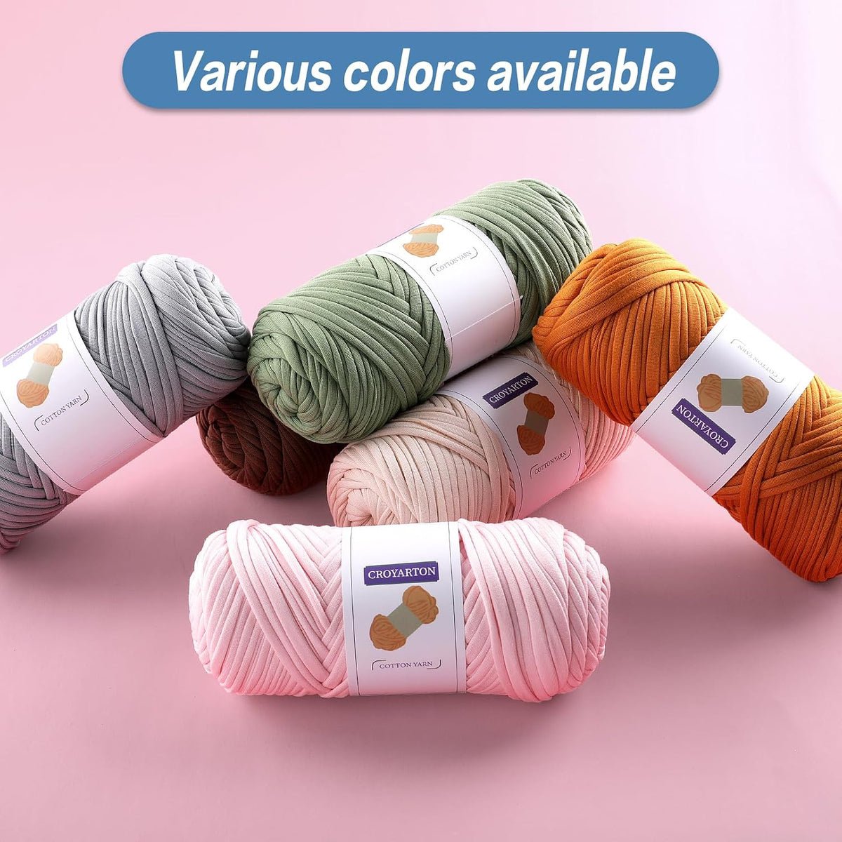 2 Pack T Shirt Yarn for Crocheting with 1 Crochet Hook, Elastic Tshirt